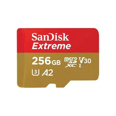 microSD SanDisk Extreme 256GB UHS-I 190MB/s 130MB/s V30 A2 Gold Red
