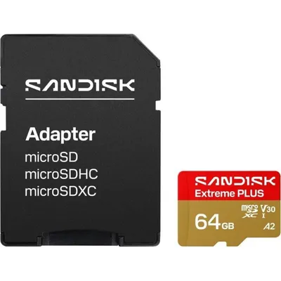 microSDXC Karte SanDisk Extreme Plus 64GB UHS-I V30 A2 mit Adapter