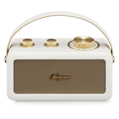 Sangean RA-101 Tragbarer Retro-Lautsprecher mit Radio, Elfenbeingold