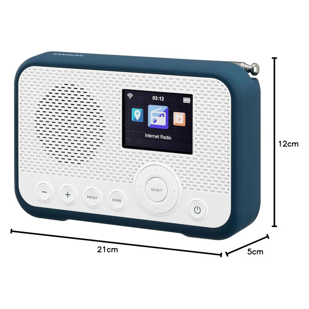 Radio SANGEAN WFR-39 DAB+ FM Spotify Internet TFT Display Blau Weiß