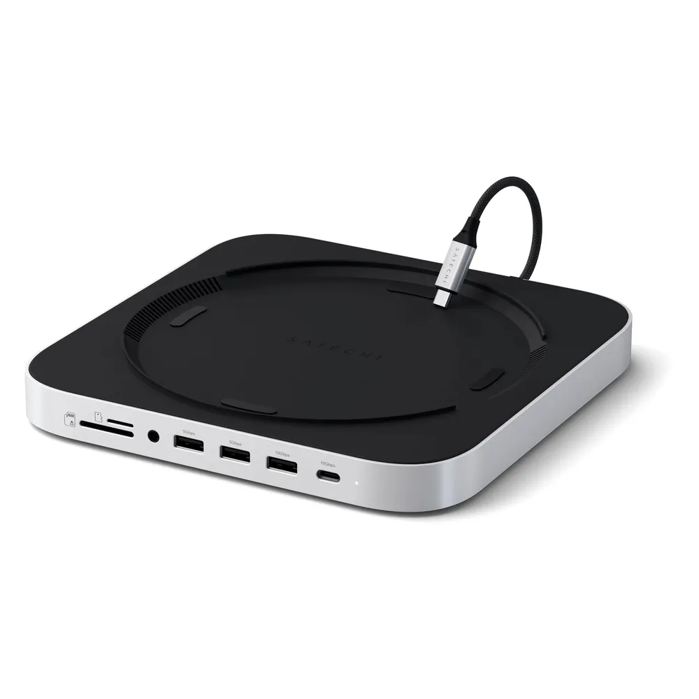 Satechi Aluminum Mac mini / Mac Studio Stand Hub Silber mit SSD-Steckplatz