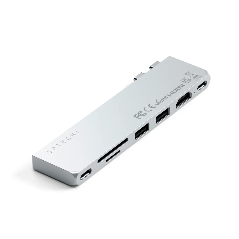 Satechi USB-C Pro Hub Slim Adapter (7 in 2), Silber