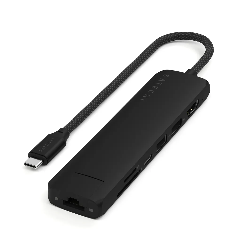 Satechi USB-C Slim Multi-Port Hub (7 in 1), Schwarz