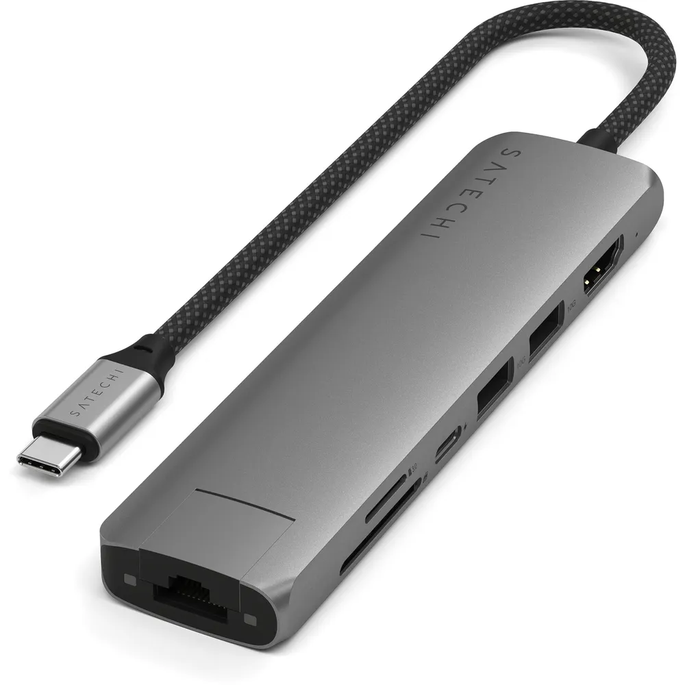 Satechi USB-C Slim Multi-Port Hub (7 in 1), Space Grau