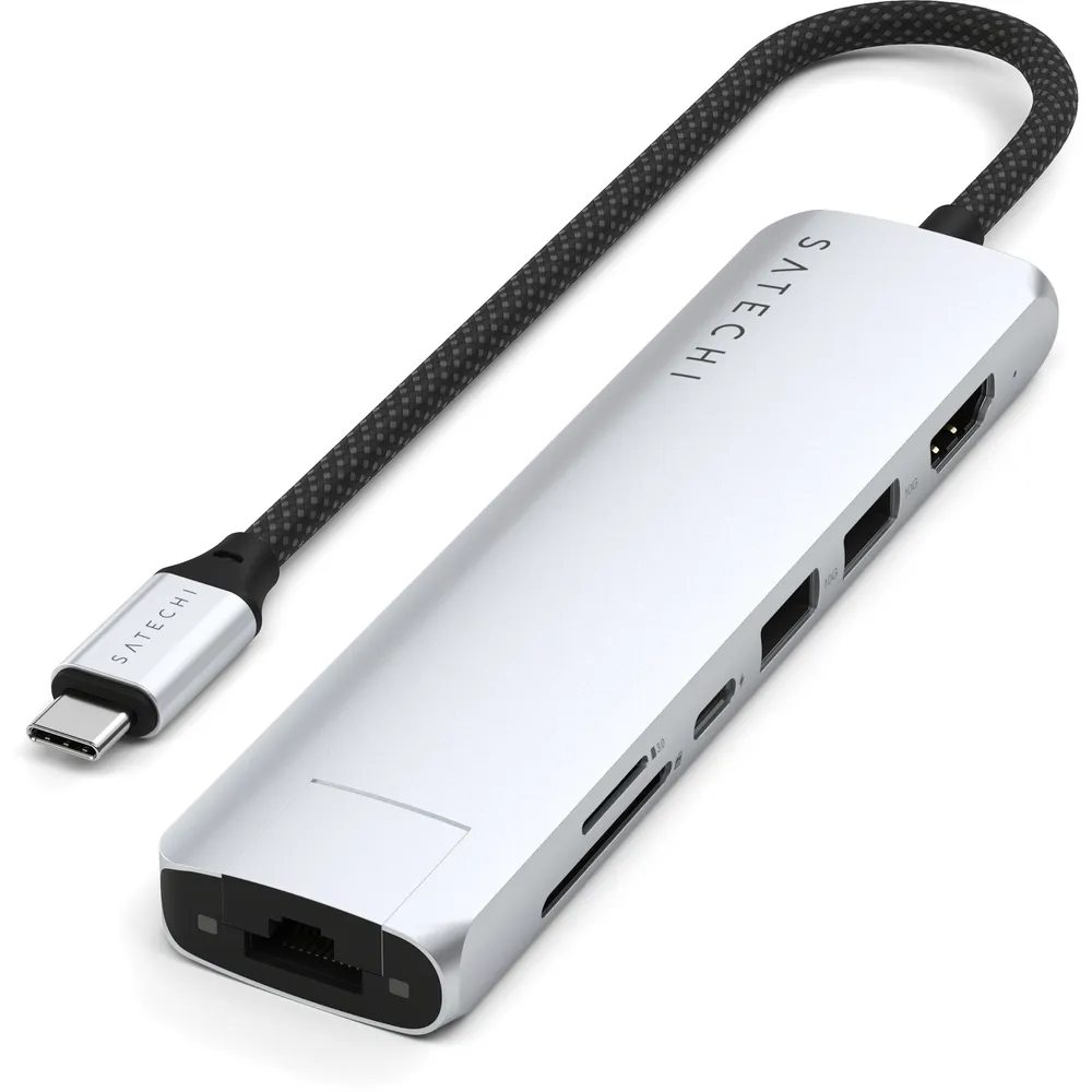 Satechi USB-C Slim Multi-Port Hub (7 in 1), Schwarz