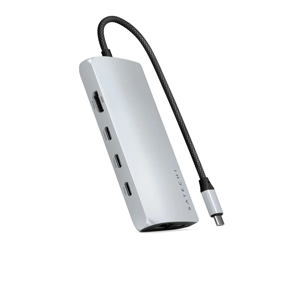 Satechi USB-C V3 Multi-Port Hub (8 in 1), Silber, 100W
