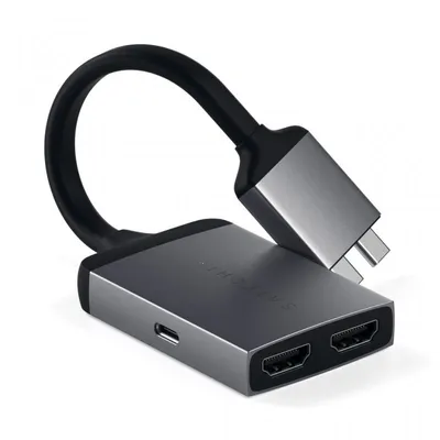 Satechi ST-TCDHA Dual HDMI USB-C PD Adapter 4k 60hz Silber