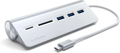 Satechi Type-C Aluminum USB Hub & Card Reader (5 in 1), Silber