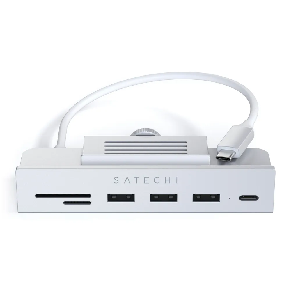 Satechi Aluminum USB-C Clamp Hub Pro für Apple iMac (6 in 1), Silber