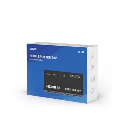 HDMI Splitter Savio CL-42 1x2 Full HD 3D Metallgehäuse 1080p schwarz