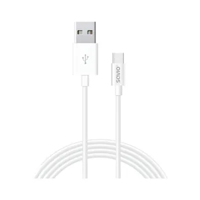 Savio CL-126 USB-A-auf-USB-C-Kabel, 1 m, weiß, 5 A, QC-Schnellladung