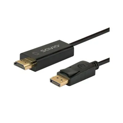 Savio CL-183 HDMI-DisplayPort-Kabel (1,5 m, vergoldet, Stecker, 1080p, Schwarz)