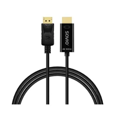 DisplayPort HDMI Kabel Savio CL-189 4K 60Hz 1,5m Schwarz