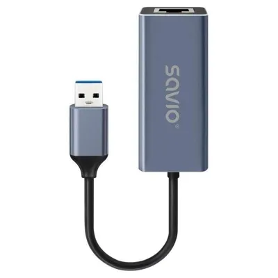 Savio AK-83 USB-A auf Gigabit Ethernet Adapter, Plug & Play, 1000 Mbps