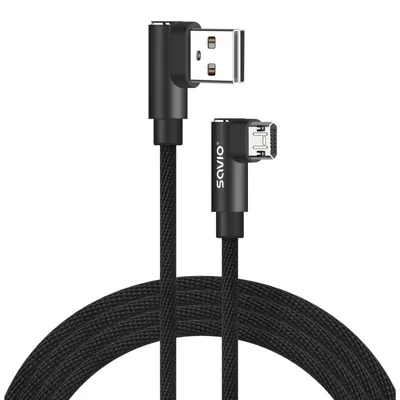 USB-Kabel Savio CL-161 1m Doppelwinkel Nylon Geflecht Schnellladung
