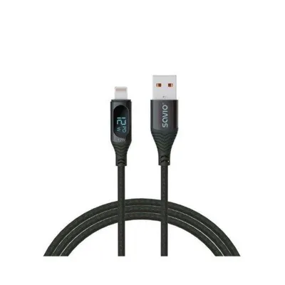 Lightning-Kabel Savio CL-173 1 m mit Display Schnellladung Schwarz