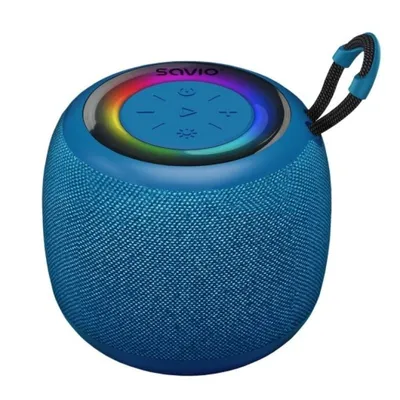 Savio Bluetooth-Lautsprecher, kabellos, 5 W, IPX4, kompakt, LED, 5 h, blau