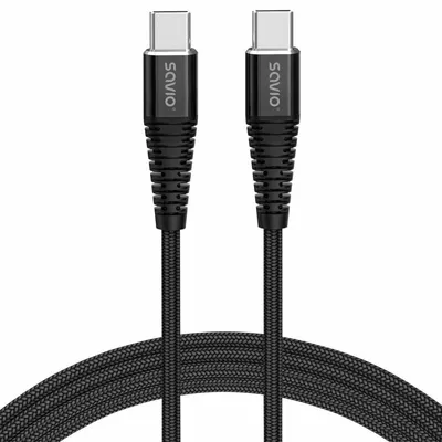 Kabel Savio CL-160 USB C 2 m 100W Schnellladen Schwarz