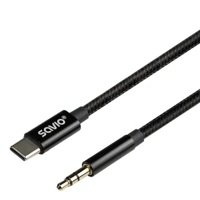 Audiosavio Savio CL-187 USB-C auf Jack 3,5 mm 1 m Schwarz