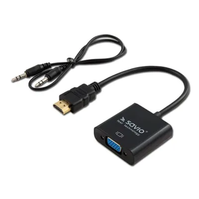 Adapterkabel Savio CL-23/B 0,5 m VGA D-Sub auf HDMI Typ A Schwarz