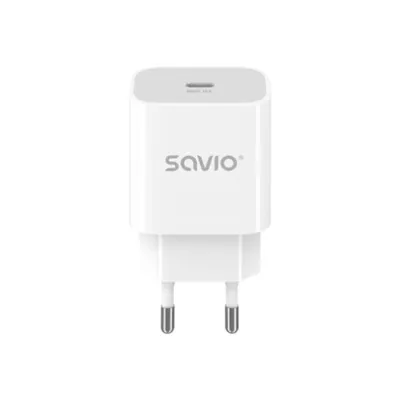 Ladegerät Savio LA-09 20W USB-C Schnellladung Kompakt Weiß Schutzfunktionen