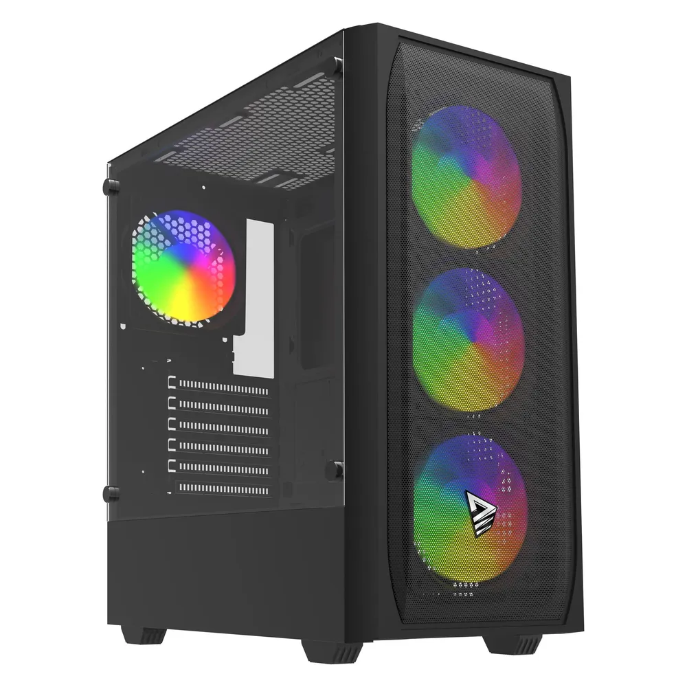 ATX Tower Savio Noctis Flow RGB gehärtetes Glas 3x120 mm RGB schwarz