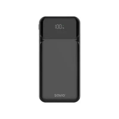 Powerbank Savio BA-08 10000mAh Schwarz Schnellladung USB-C/USB-A LED