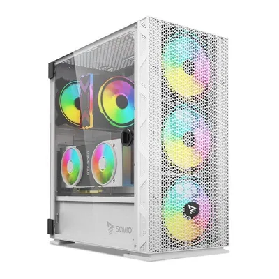 PC-Gehäuse Savio Raptor X1 ARGB Gehärtetes Glas Weiß Midi Tower