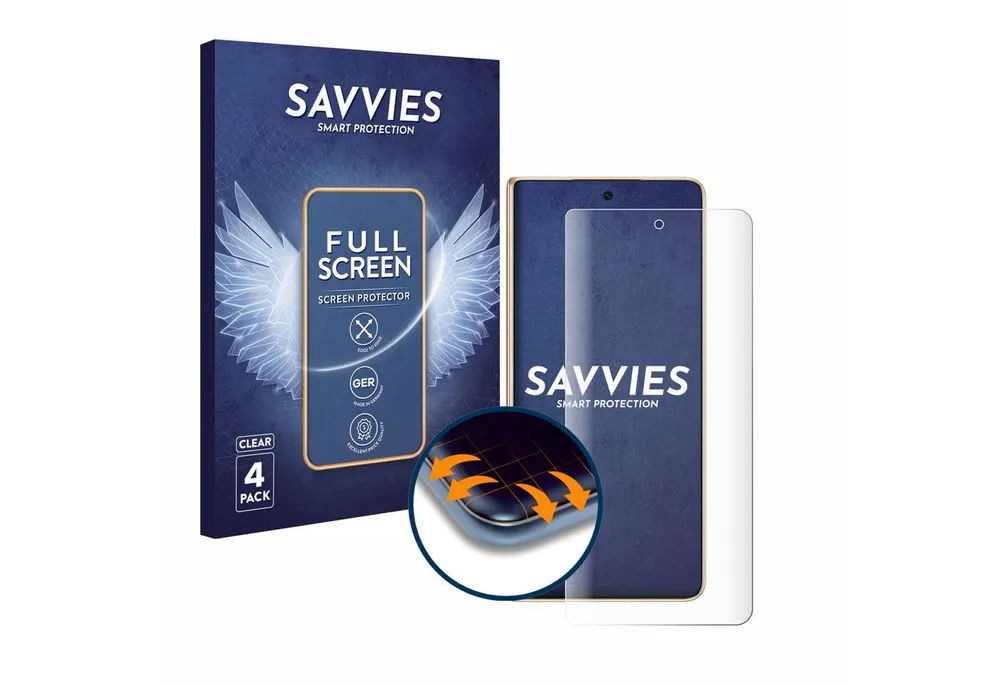 Savvies Displayschutzfolie Fullscreen Schutzfolie für Honor Magic V5, 4 Stück, Displayschutz Folie Fullcover Klar Transparent