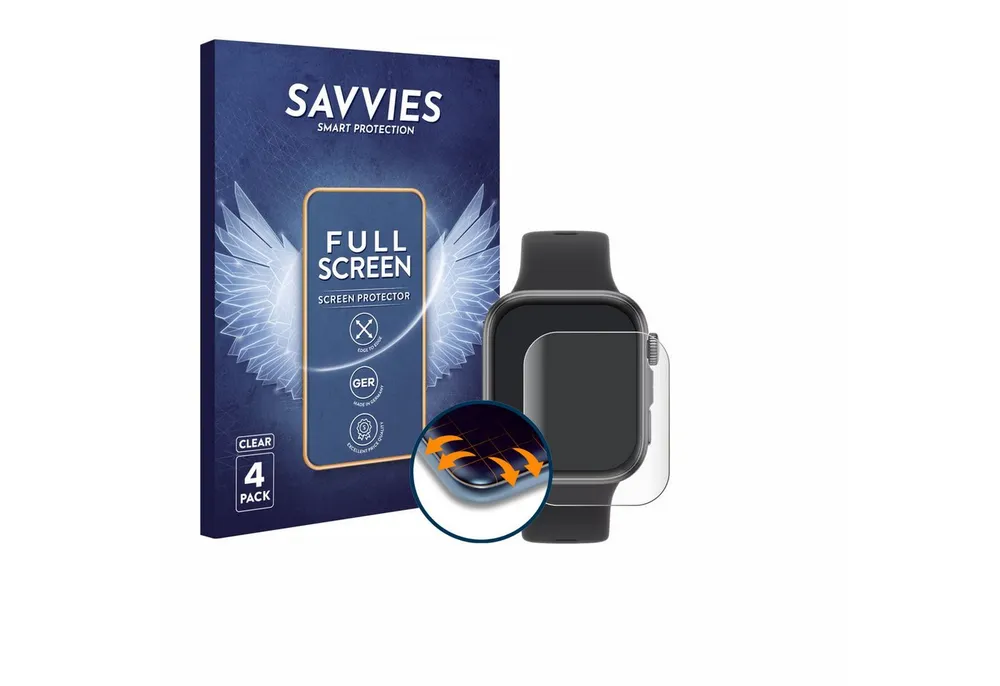 Savvies Displayschutzfolie Fullscreen Schutzfolie für Huawei Watch Fit 4, 4 Stück, Displayschutz Folie Fullcover Klar Transparent