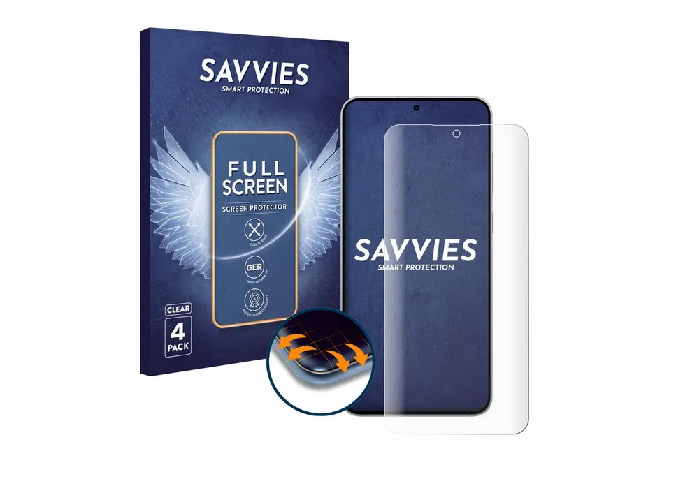 Savvies Displayschutzfolie Fullscreen Schutzfolie für Samsung Galaxy S25 FE, 4 Stück, Displayschutz Folie Fullcover Klar Transparent