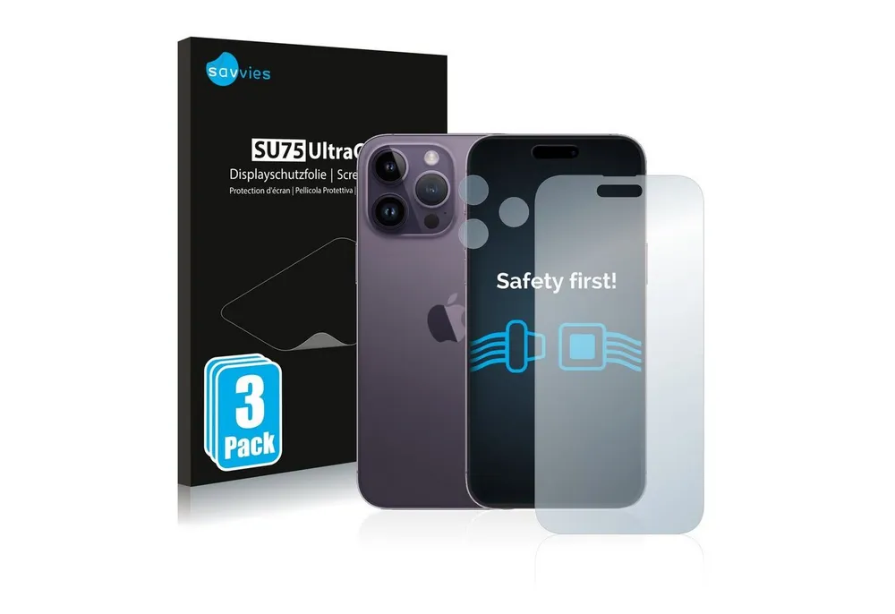 Savvies Displayschutzfolie Schutzfolie für Apple iPhone 14 Pro Max (Display+Kamera), 6 Stück, Displayschutz Schutz Folie Klar Transparent