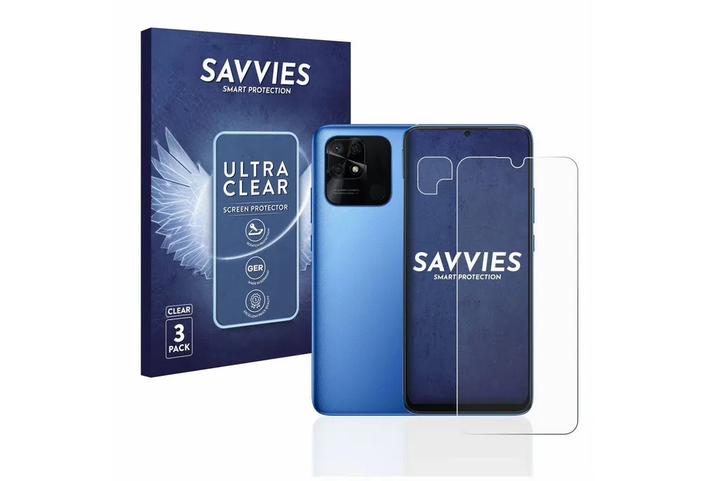 Savvies Displayschutzfolie Schutzfolie für Xiaomi Redmi 10C (Display+Kamera), 6 Stück, Displayschutz Schutz Folie Klar Transparent