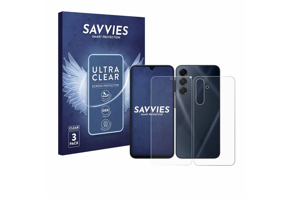Savvies Displayschutzfolie Schutzfolie für Samsung Galaxy A16 4G (Display+Rückseite), 6 Stück, Displayschutz Schutz Folie Klar Transparent