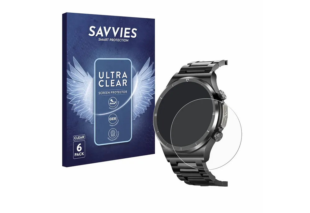 Savvies Displayschutzfolie Schutzfolie für Banlvs Smartwatch 1.39", 6 Stück, Displayschutz Schutz Folie Klar Transparent