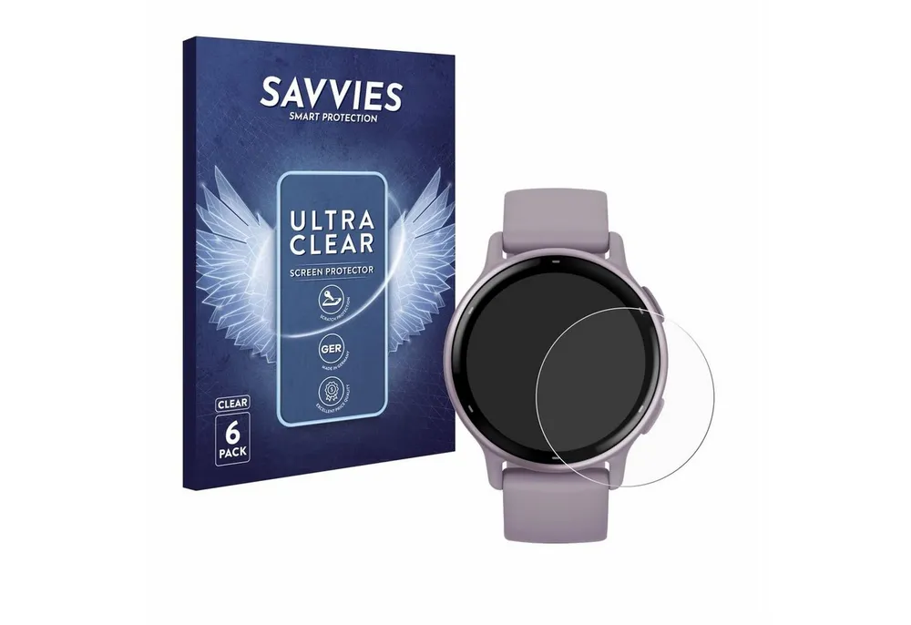 Savvies Displayschutzfolie Schutzfolie für Garmin vivoactive 5, 6 Stück, Displayschutz Schutz Folie Klar Transparent