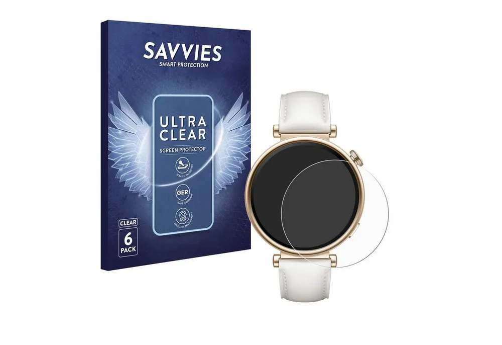 Savvies Displayschutzfolie Schutzfolie für Huawei Watch GT 4 (41mm), 6 Stück, Displayschutz Schutz Folie Klar Transparent