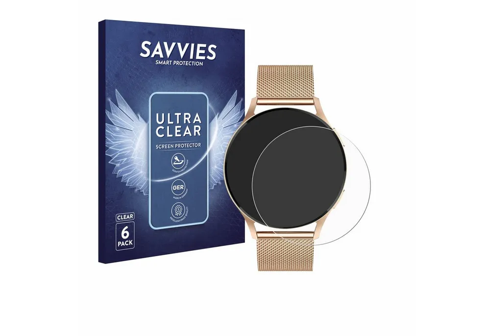 Savvies Displayschutzfolie Schutzfolie für Levowatch Edgy 1.43", 6 Stück, Displayschutz Schutz Folie Klar Transparent