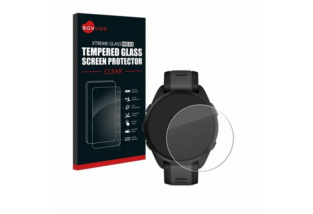 Savvies Displayschutzglas Schutzglas für Garmin Forerunner 165, Displayschutz 9H Glas Klar Transparent