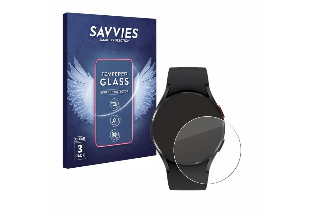 Savvies Displayschutzglas Schutzglas für Samsung Galaxy Watch 4 (40mm), 3 Stück, Displayschutz 9H Glas Klar Transparent