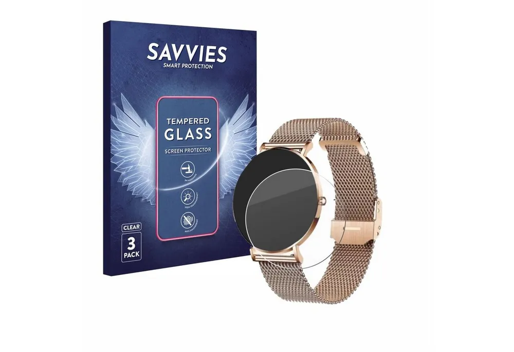 Savvies Displayschutzglas Schutzglas für Xcoast X-Watch Siona 2, 3 Stück, Displayschutz 9H Glas Klar Transparent