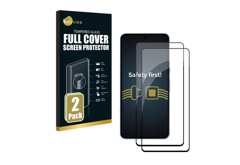 Savvies Displayschutzglas Xtreme Glass 2.5D Full Cover (schwarz) für Google Pixel 8, 2 Stück, Schutzglas klar