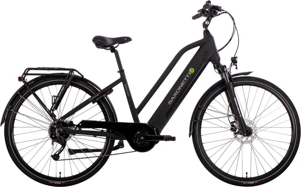 SAXONETTE E-Bike Cityrad Deluxe Sport Lady, 9 Gang Shimano Alivio Schaltwerk, Kettenschaltung, Mittelmotor, 418 Wh, Pedelec, Elektrofahrrad für Damen u. Herren