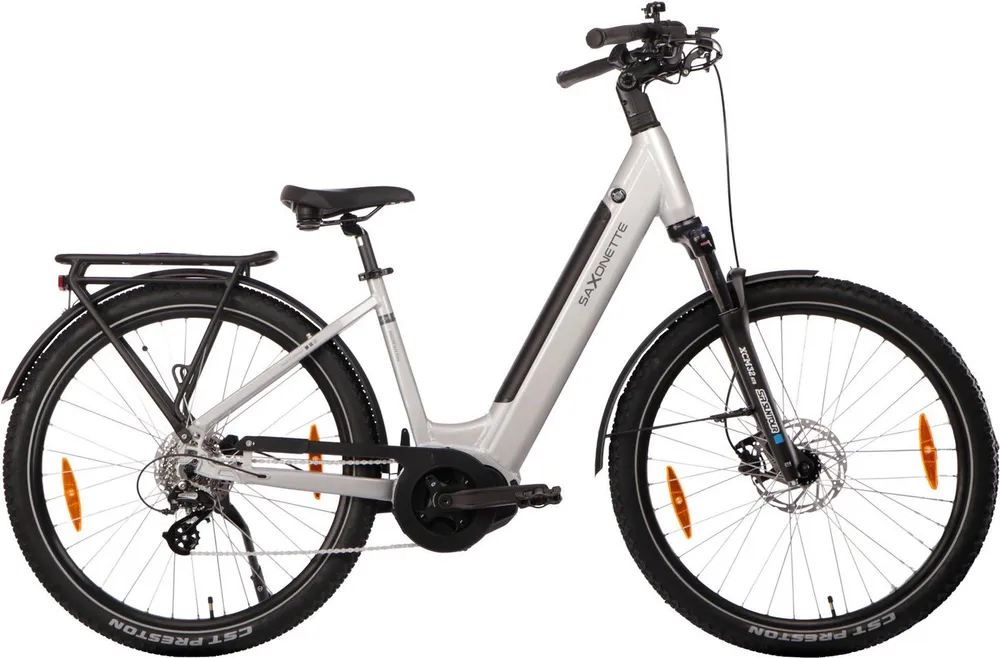 SAXONETTE E-Bike Trekkingrad SAXONETTE Trekkingrad Deluxe SUV easy (Wave), 8 Gang Shimano ALTUS-8 Gänge Schaltwerk, Kettenschaltung, Mittelmotor, 522 Wh, (Packung), (mit integr. Akku), Elektrofahrrad für Damen u. Herren