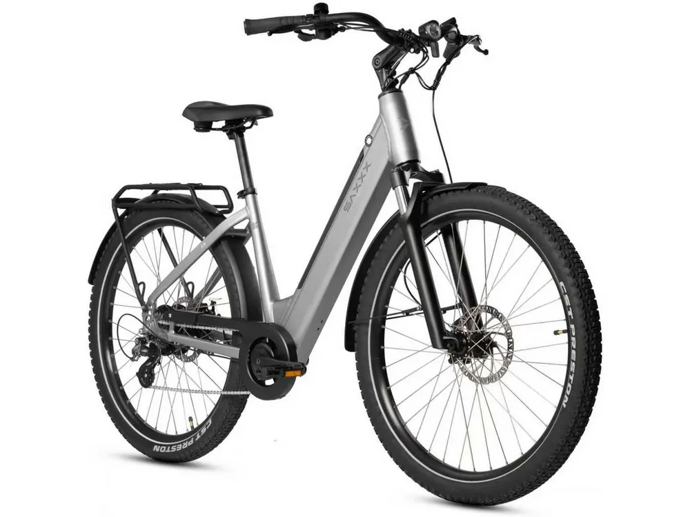 SAXXX E-Bike Cityrad 28 Zoll Damen/Herren, SAXXX CSE/SUV, 468Wh, 95 % vormontiert, 7 Gang SHIMANO Altus Schaltwerk, Kettenschaltung, Hinterradmotor, 468 Wh, (mit Tiefeinstieg, mit Gepäckträger, abnehmbarer Akku), 250W Heckmotor, Pedelec E-Citybike, Elektrofahrrad mit 45cm Rahmenhöhe