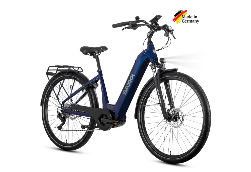 SAXXX E-Bike Trekkingrad Damen u. Herren 28'' SAXXX QSW, 540Wh, 60-100m, hydr. Scheibenbremsen, 10 Gang SHIMANO Deore Schaltwerk, Kettenschaltung, Mittelmotor, 540 Wh, (mit entnehmbarem Akku, mit Akku-Schlüssel, mit Gepäckträger), 25km/h, Pedelec E-Trekkingrad mit Tiefeinstieg, 130kg