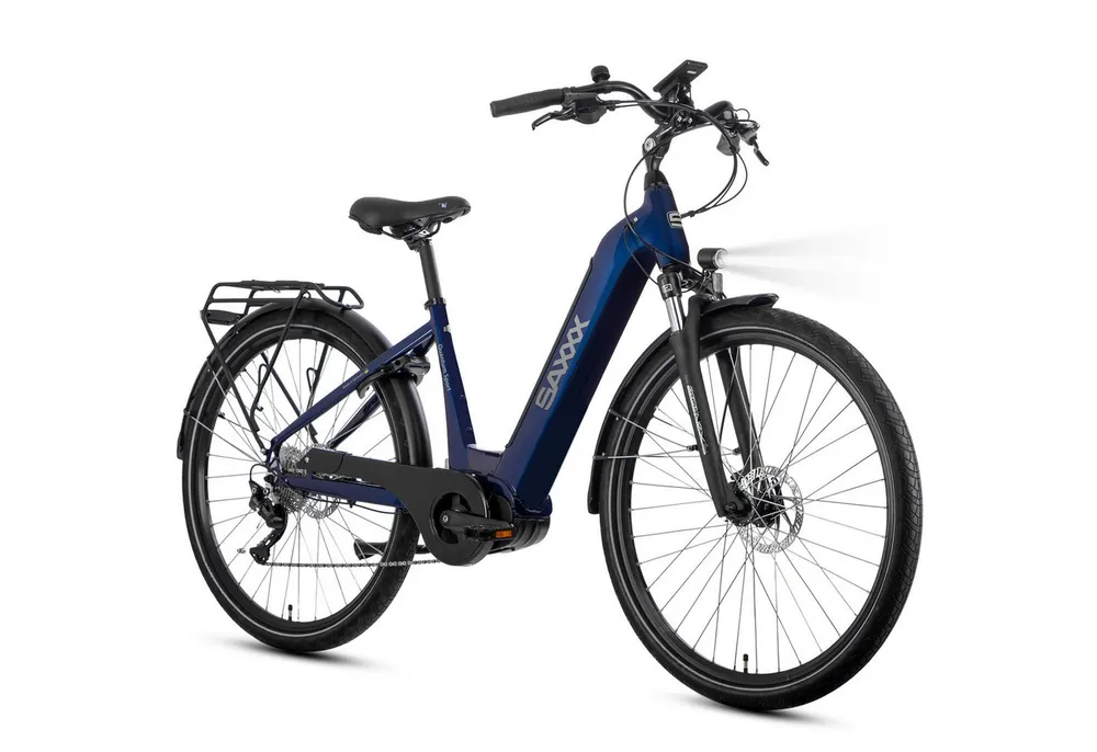 SAXXX E-Bike Trekkingrad QSW Komfort-Pedelec Damen Herren 28 Zoll, 10 Gang SHIMANO Deore Schaltwerk, Kettenschaltung, Mittelmotor, 540 Wh, (mit entnehmbarem Akku, mit Akku-Schlüssel, mit Gepäckträger), Tiefer Einstieg, Federgabel, 130 kg Gesamtgewicht
