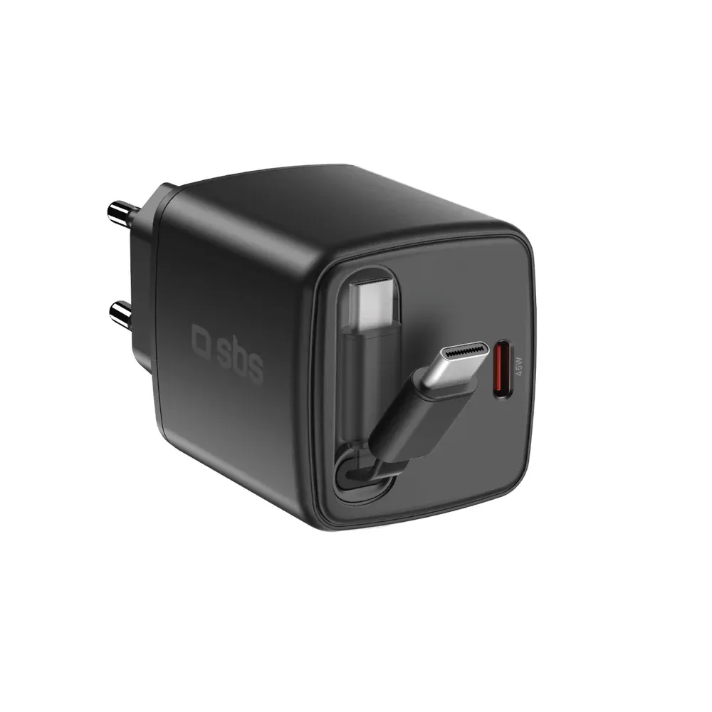 45-W-USB-C-Ladegerät mit integriertem einziehbarem GaN-Kabel