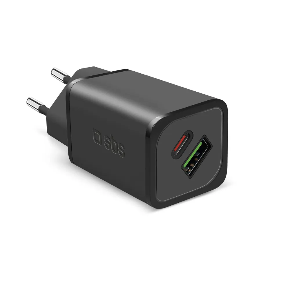 65-Watt-GaN-Wandladegerät mit einem USB-C-Power-Delivery- und einem USB-A-Adaptive-Fast-Charge-Ausga