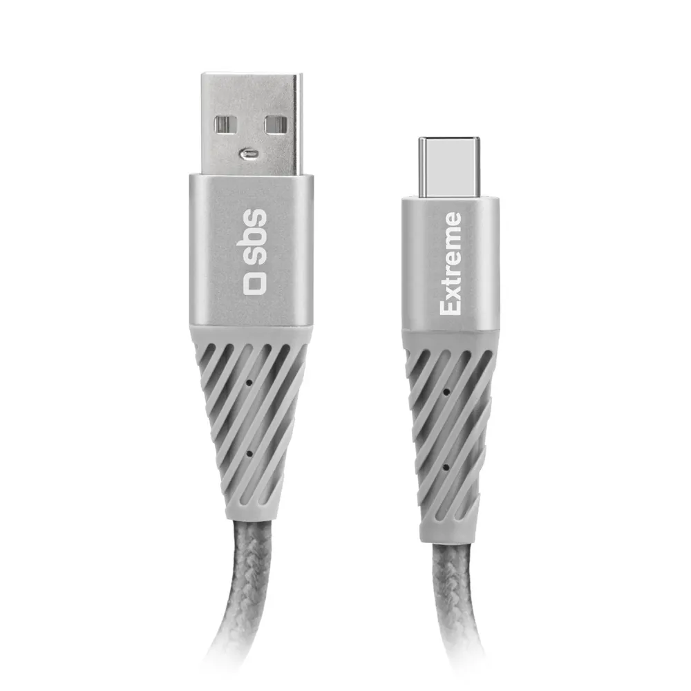 Aramidfaserkabel, USB-A auf USB-C, 1,5 m, Silber